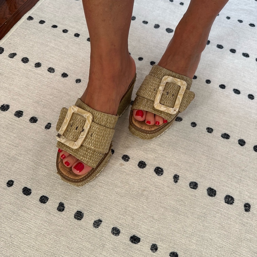 Sam Edelman Tan Espadrille Slides with Buckle